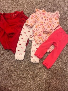 Ruffle Butts Girls Red and Pink Matching Set